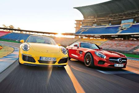 Porsche 911 Carrera S, Mercedes-AMG GT, Frontansicht