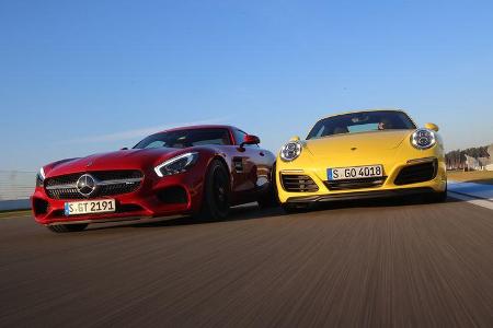 Porsche 911 Carrera S, Mercedes-AMG GT, Frontansicht
