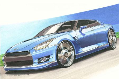 Zeichner Mark stehrenberger hat eine Sport-Limousine auf Basis des Nissan GT-R gezeichnet.