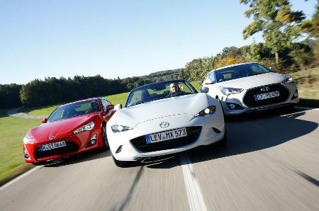 Mazda MX-5 Skyactiv-G 160, Toyota GT86 Pure, Hyundai Veloster Turbo