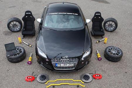Die Tatwerkzeuge: Im Zuge des Tuning-Spezials erhält der mit einem DSG ausgerüstete Audi TTS ein in Höhe, Zug- und Druckstuf...