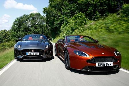 Aston Martin Vantage S, Jaguar F-Type R AWD Cabriolet, Frontansicht