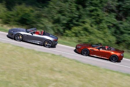 Aston Martin Vantage S, Jaguar F-Type R AWD Cabriolet, Seitenansicht