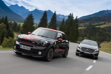 Mercedes GLA 250 4Matic, Mini Countryman JCW All4, Frontansicht