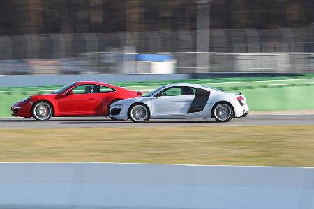 Audi R8 FSI Quattro, Porsche 911 Carrera 4S, Seitenansicht