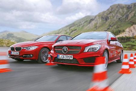 Mercedes CLA 250, BMW 328i, Frontansicht