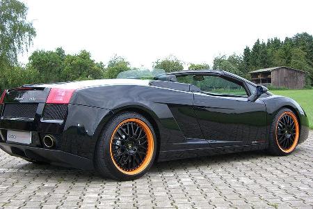 Die Ahlener Interpretation des Gallardo Spyder bringt es am Ende auf 550 PS, 340 km/h Spitze ...