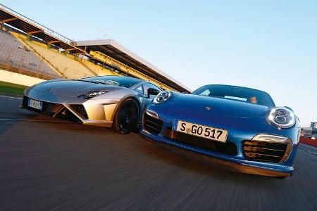 Porsche 911 Turbo S, Lamborghini Gallardo LP 570-4 Squadra Corse, Frontansicht