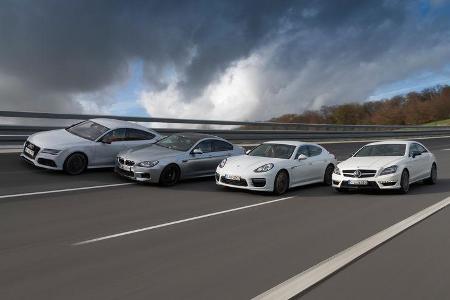 Audi RS7, BMW M6 Gran Coupé, Mercedes CLS 63 AMG S, Porsche Panamera