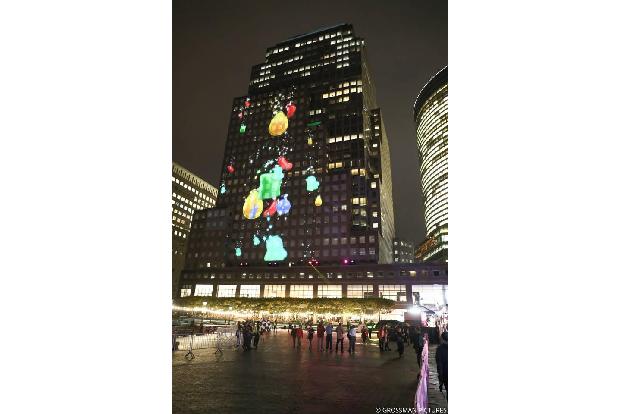 ...das 26 Stockwerke hohe Gebäude, auf dem 'Candy Crush Saga Friends' an diesem Abend gespielt wurde. High Score!