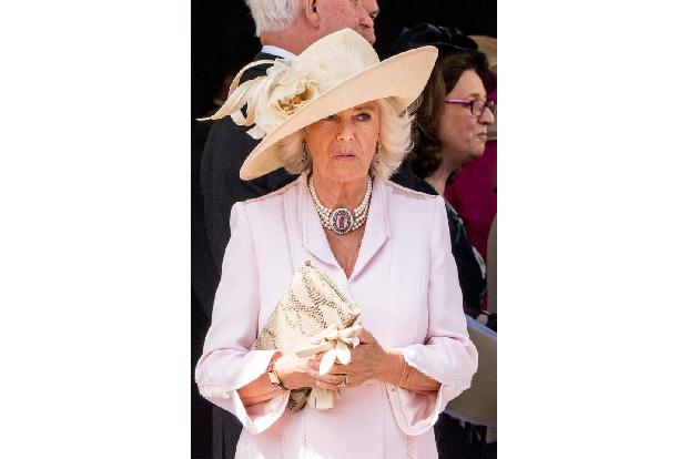 Seine Frau Camilla schaute der Prozession zu und nutzte die Gelegenheit...