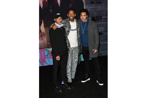 Drei Smiths auf einen Schlag: Will und seine Söhne Jaden und Trey ließen es auf der Premierenfeier krachen. 'Bad Boys For Li...