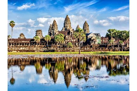 Auf der Nationalflagge oder auf Geldscheinen - die Tempelanlage Angkor Wat ist das Symbol schlechthin für Kambodscha. Zu den...