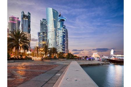 Platz 2: Von Auckland (Neuseeland) nach Doha (Katar, Bild) legt Qatar-Airlines mit der Boeing 777-200LR 14.535 Kilometer zur...