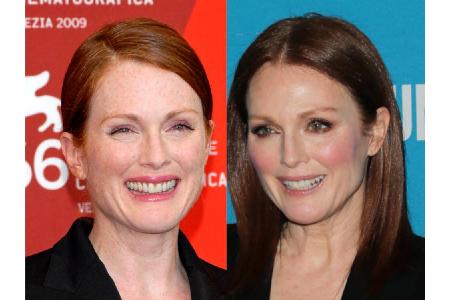 Julianne Moore hat sich in den zehn Jahren, die zwischen diesen beiden Bildern liegen, ebenfalls kaum verändert: Ihre fuchsr...