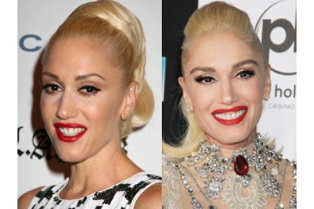 Gwen Stefani ist in den letzten zehn Jahren ihrem Look treu geblieben: lange blonde Haare, roter Lippenstift, dunkle Augen. ...