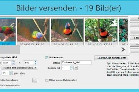 Fotoversand: Faststone Image Viewer passt Dateinamen, Auflösung, Bildqualität und die eingebetteten Meta-Kameradaten von Auf...