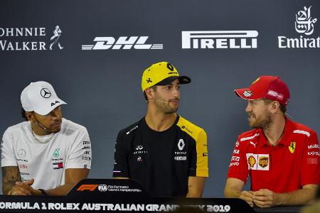Sebastian Vettel wirkte bei der PK zuversichtlicher als Lewis Hamilton