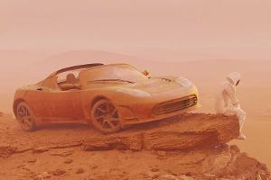 Tesla Roadster endlich auf dem Mars gelandet (in diesen düsteren Renderings)