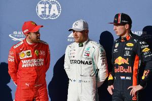 Sebastian Vettel, Valtteri Bottas und Max Verstappen nach dem Qualifying