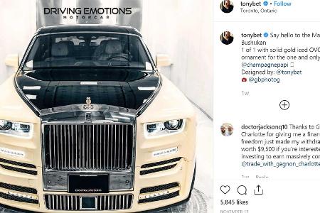 Drakes neuer Rolls-Royce hat eine diamantbesetzte Gold-Eule als Kühlerfigur