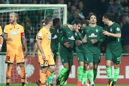 In der Liga in der Krise, im Pokal auf Kurs: Werder Bremen ging im Zweitrundenduell mit der TSG 1899 Hoffenheim im ersten Ab...