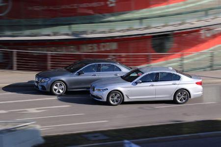 BMW 520d, Mercedes E 220 d, Seitenansicht