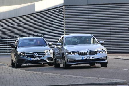BMW 520d, Mercedes E 220 d, Frontansicht