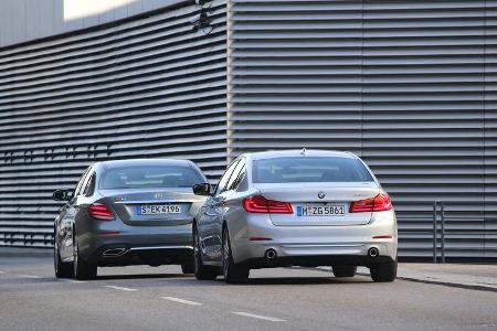 BMW 520d, Mercedes E 220 d, Heckansicht