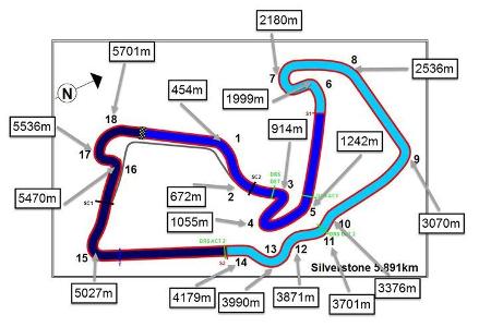 Strecken-Skizze - Graphik - Silverstone 2017