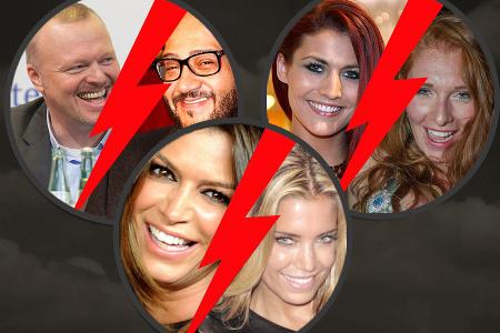 Lästern, Schläge, Zickenkrieg: Wir zeigen, welche Promis sich mit allen Mitteln bekämpfen.