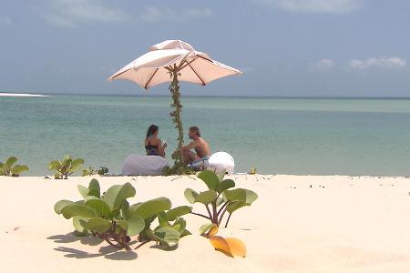 Auf einer privaten Trauminsel im indischen Ozean verbringen Katja und Paul gemeinsam romantische Stunden.