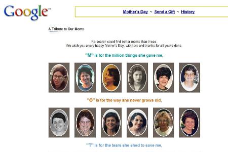 Immer wieder zum Muttertag ehrt Google auch die Mütter. 