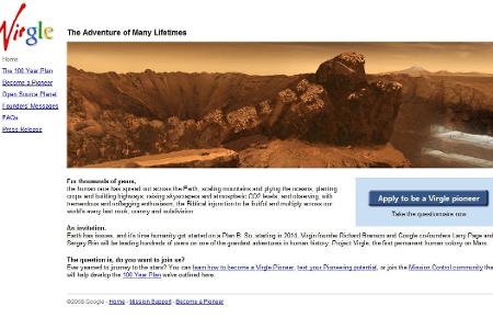 Google und Virgin stellten in diesem Jahr ihren Plan für die Mars-Kolonialisierung vor. Interessierte werden auf . Achja - d...