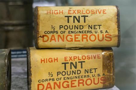 Two WW2 US army half pound TNT high explosive blocks used by...