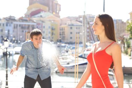 Man amazed looking at a sexy girl ,model released, Symbolfot...