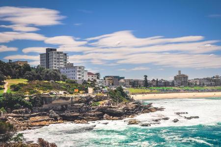 Auch in Australien kann man einen wunderschönen Yoga-Urlaub erleben. Der Bondi Beach im australischen Sydney ist dafür perfe...