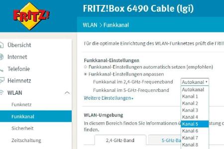 Den Wechsel auf einen weniger frequentierten Sendekanal nehmen Sie im Bedienmenü des Routers vor.