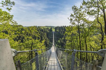 Zwischen den Gemeinden Mörsdorf und Sosberg in Rheinland-Pfalz befindet sich die Hängeseilbrücke Geierlay. Sie ist über 360 ...