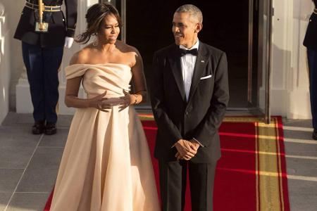 Märchenhaft: Michelle Obama im Mai 2016 in einer cremefarbenen Traumrobe von Naeem Khan.