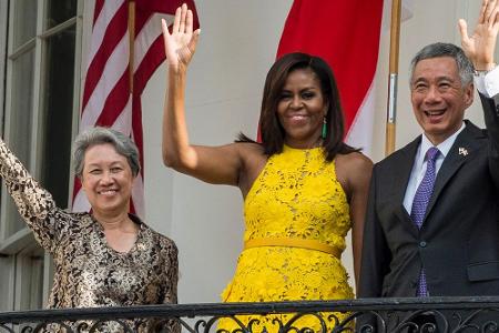 Mut zur Farbe: Auch knalliges Gelb steht der noch amtierenden First Lady ausgezeichnet.