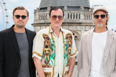Leonardo DiCaprio, Quentin Tarantino and Brad Pitt (von links) stellten ihren neuen Film 