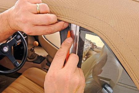 Cabrio-Verdecke, Tausch, Detailarbeit