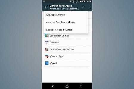 Einen Überblick über die Verknüpfungen des persönlichen Google-Kontos erhält man über den Menüpunkt „Verbundene Apps“.