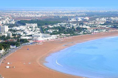 Beliebt bei Badeurlaubern: die Bucht von Agadir