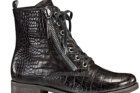 Schnürboots in glänzendem Kroko-Look von Gabor