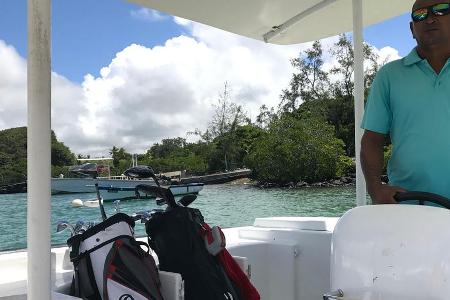 Schon die Überfahrt zum Golfplatz auf der Ile aux Cerfs ist ein Erlebnis