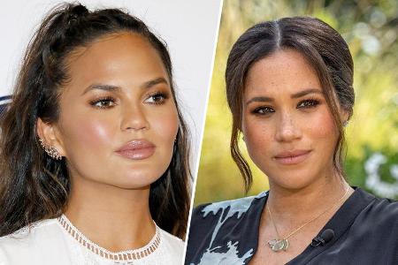Chrissy Teigen (li.) schlägt sich auf Herzogin Meghans Seite.