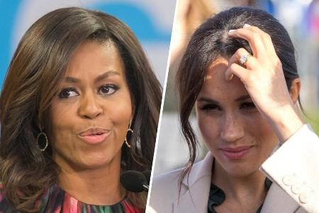 Michelle Obama (li.) äußert sich zu Herzogin Meghans TV-Interview.
