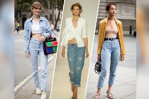 Ein Stoff, mehrere Styles (v.l.n.r.): Mom Jeans, Boyfriend Jeans und Slouchy Jeans zeigen die Vielfältigkeit von Denim.